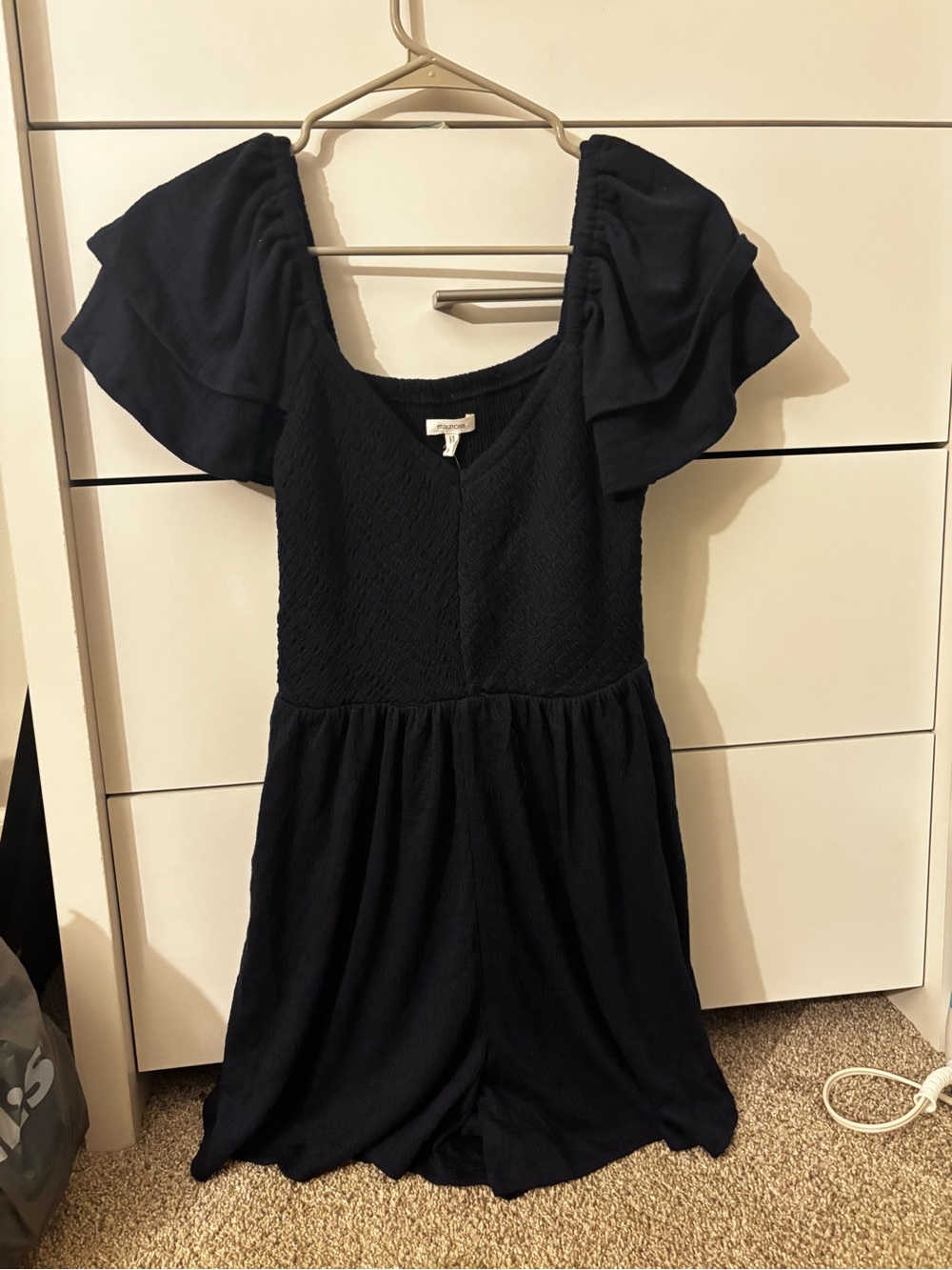 Maurices Dark Navy Puff-Sleeve Romper
